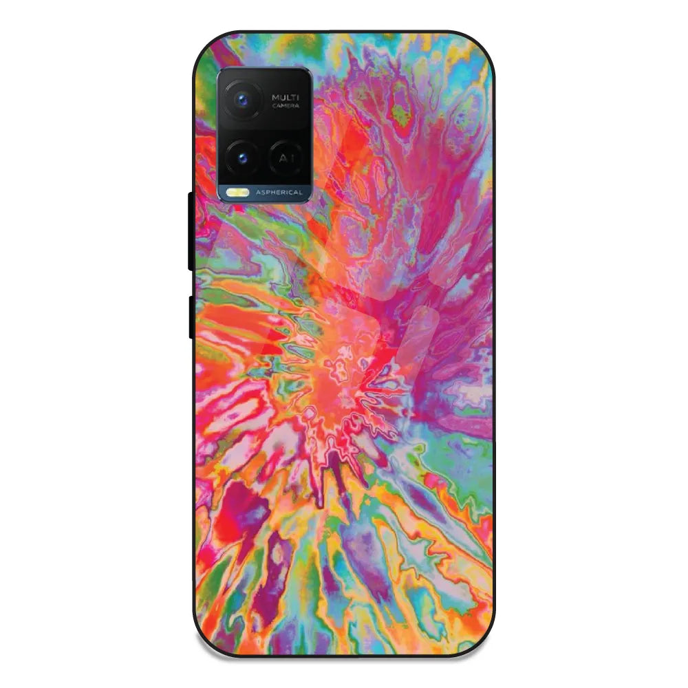 Orange Splash Tie Dye - Glass Case For Vivo Y21