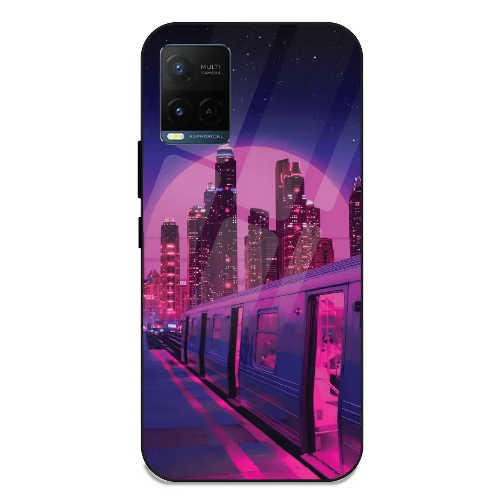 Neon City Synthwave - Glass Case For Vivo Y21