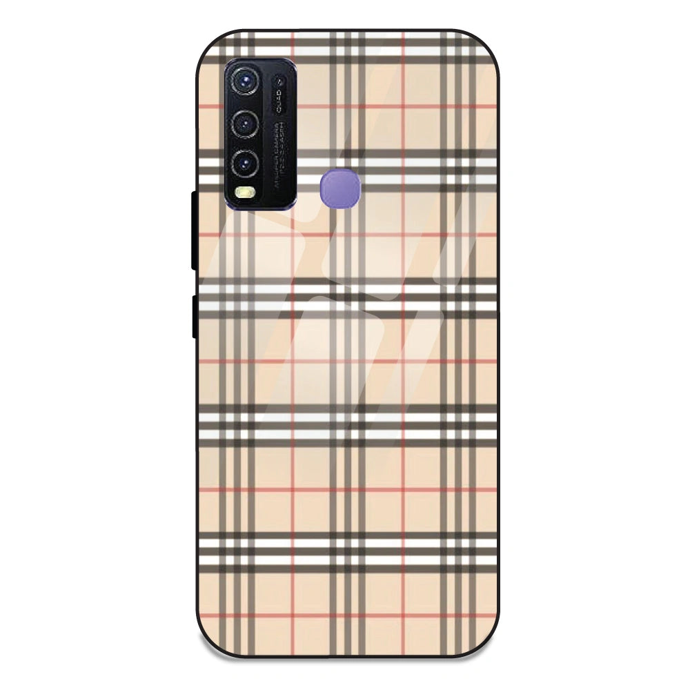 Yellow Checks - Glass Case For Vivo Y30