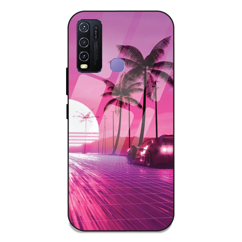 Retro Beach Synthwave - Glass Case For Vivo Y30