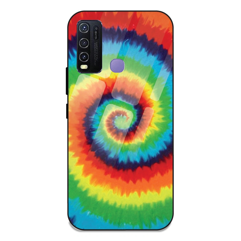 Rainbow Tie Dye - Glass Case For Vivo Y30