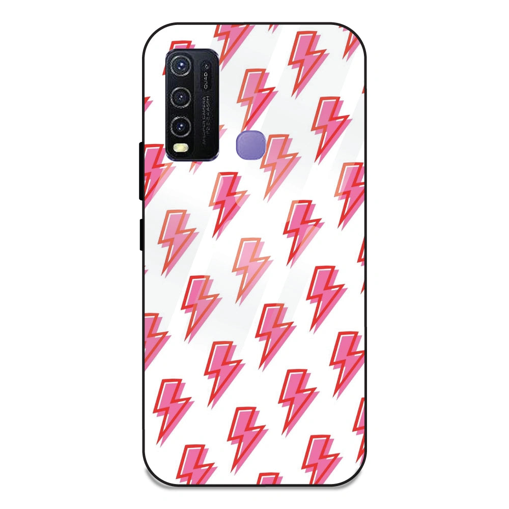 Pink Lightning Bolts - Glass Case For Vivo Y30
