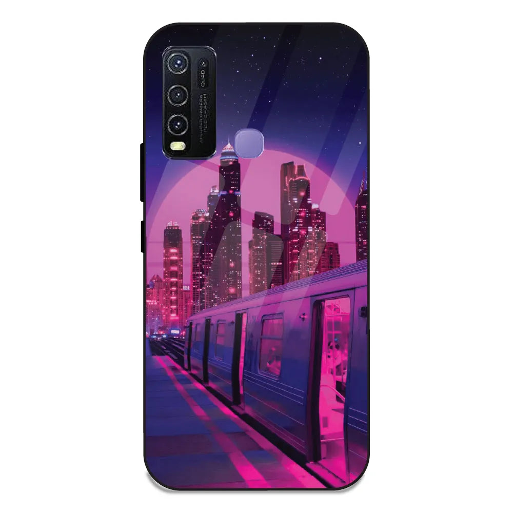 Neon City Synthwave - Glass Case For Vivo Y30