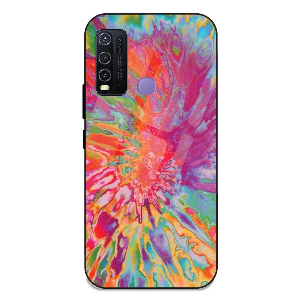 Orange Splash Tie Dye - Glass Case For Vivo Y30