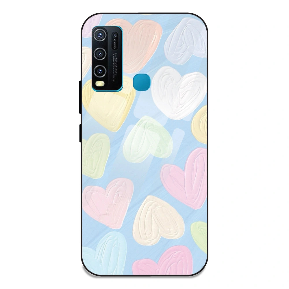 Pastel Hearts - Glass Case For Vivo Y50