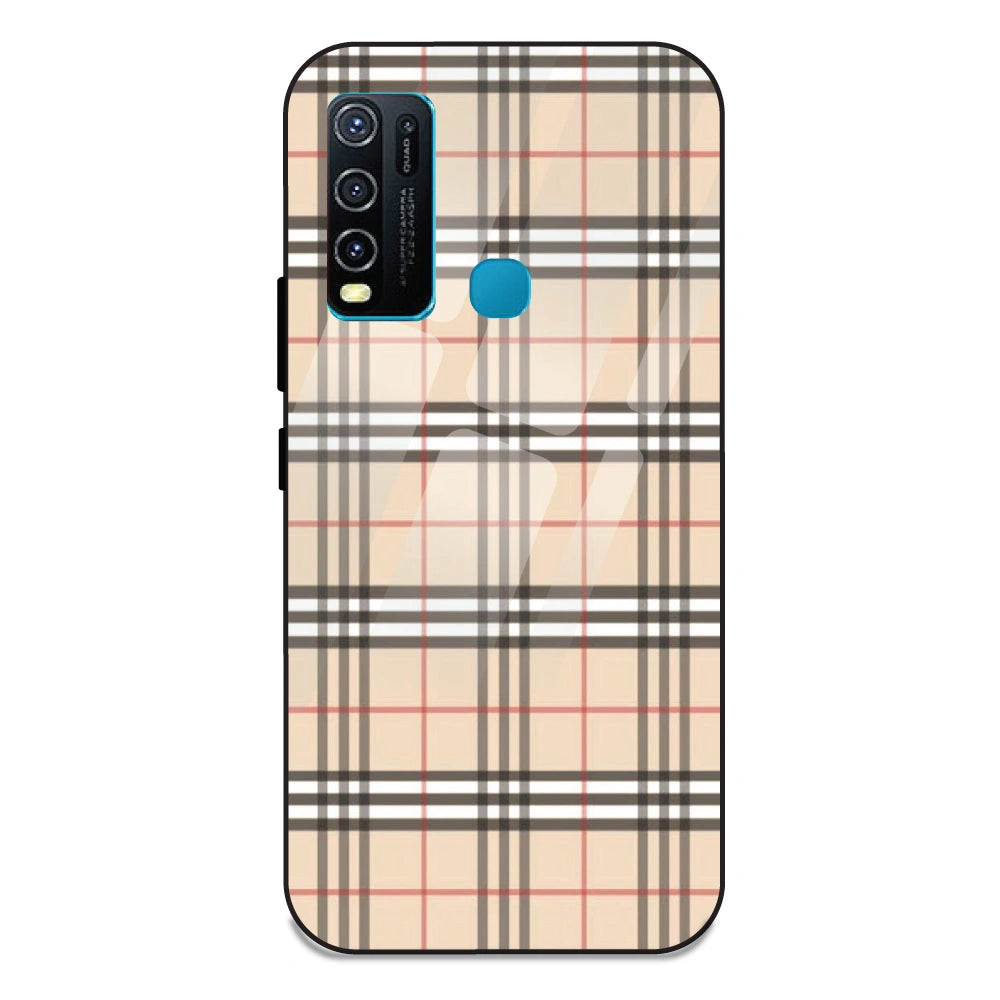 Yellow Checks - Glass Case For Vivo Y50