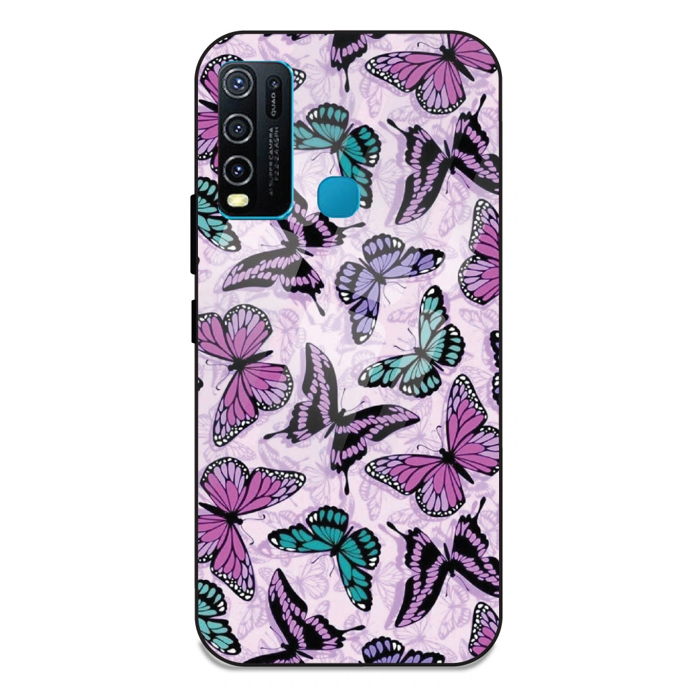 Purple Butterflies - Glass Case For Vivo Y50