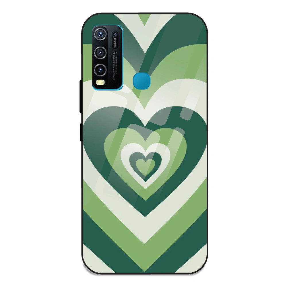 Green Hearts - Glass Case For Vivo Y50