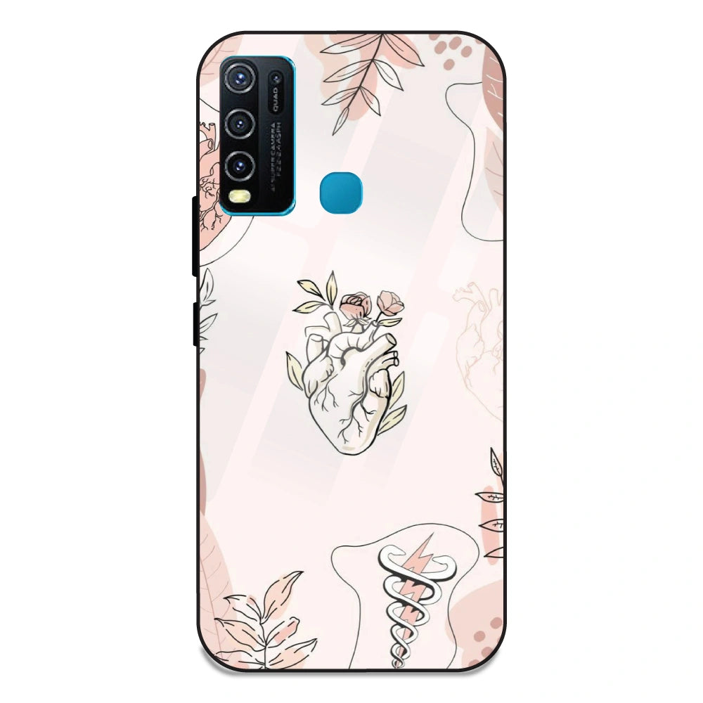 Heart And Flowers - Glass Case For Vivo Y50