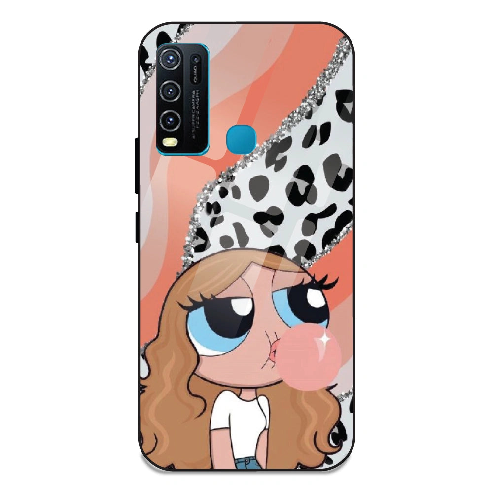 Peach Print Baddie Girl - Glass Case For Vivo Y50