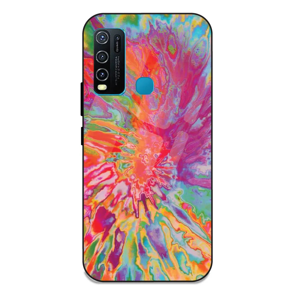 Orange Splash Tie Dye - Glass Case For Vivo Y50