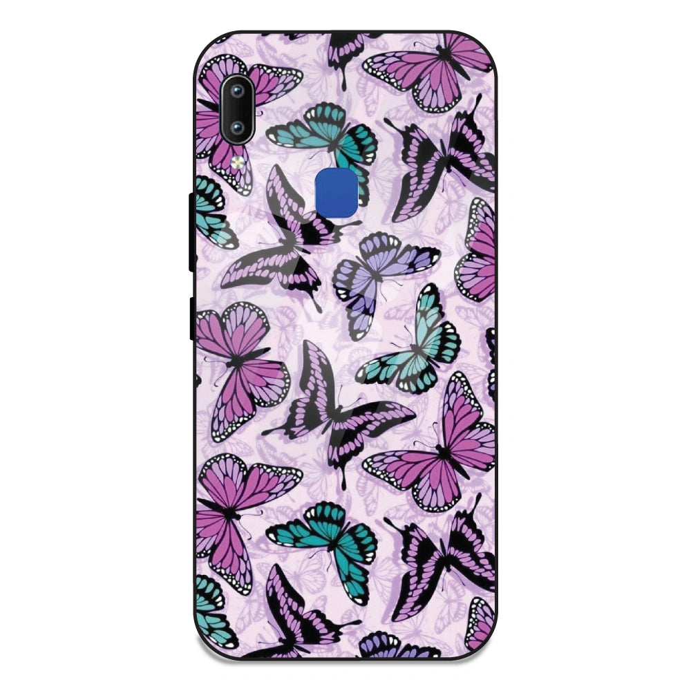 Purple Butterflies - Glass Case For Vivo Y91
