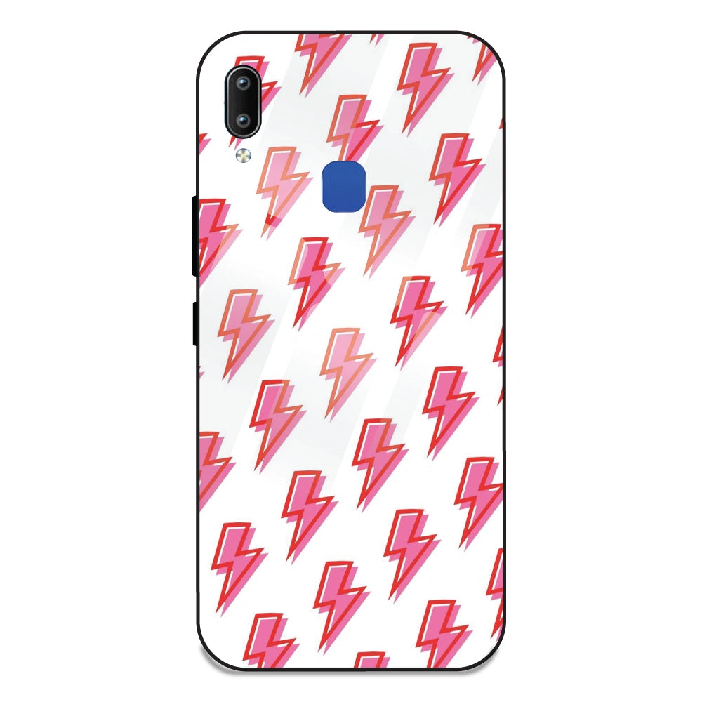 Pink Lightning Bolts - Glass Case For Vivo Y91