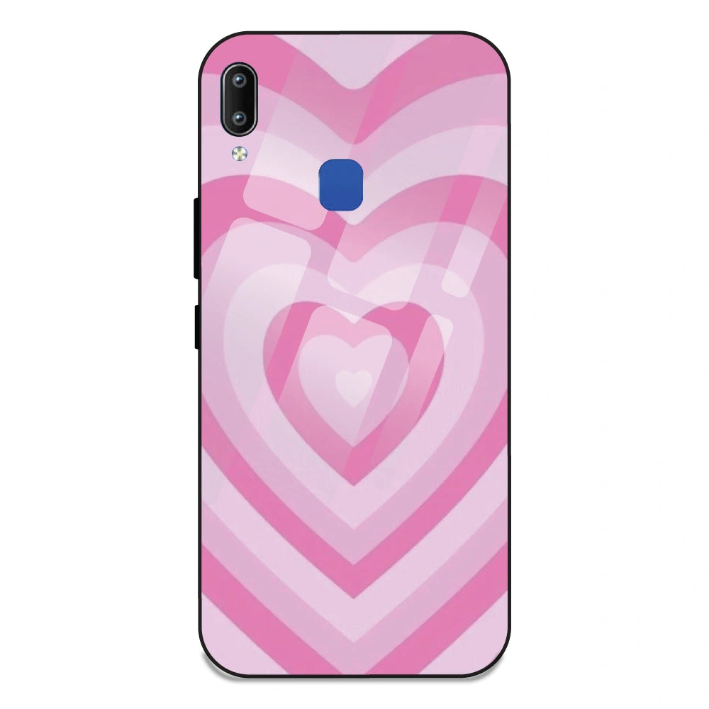 Pink Hearts - Glass Case For Vivo Y91