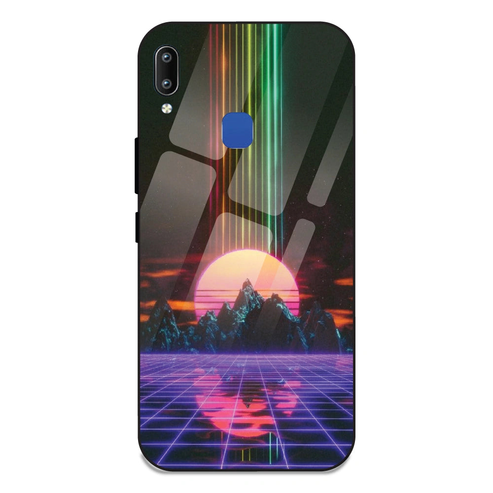 Retro Sunset Synthwave - Glass Case For Vivo Y91
