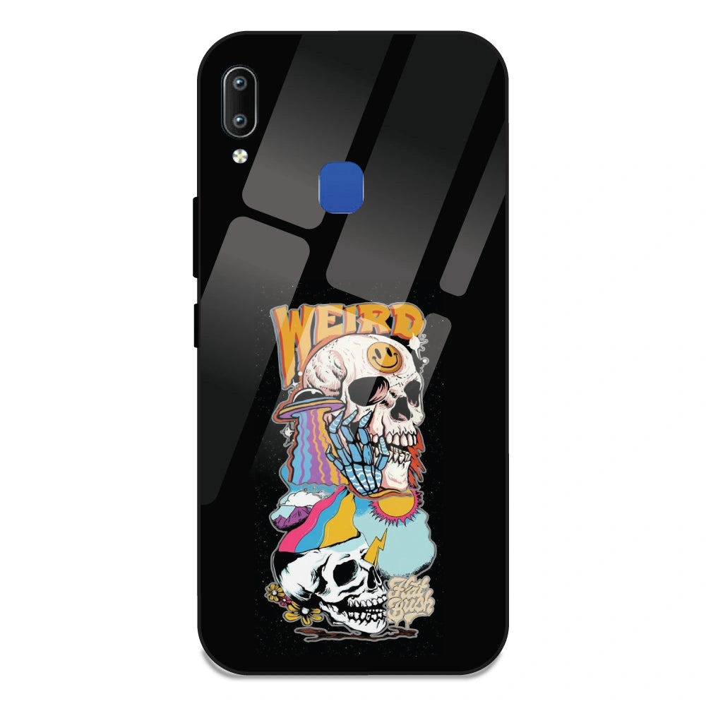 Weird Skull Graffiti - Glass Case For Vivo Y91