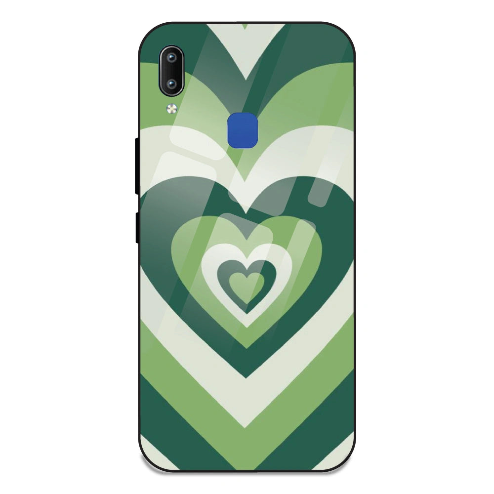 Green Hearts - Glass Case For Vivo Y93