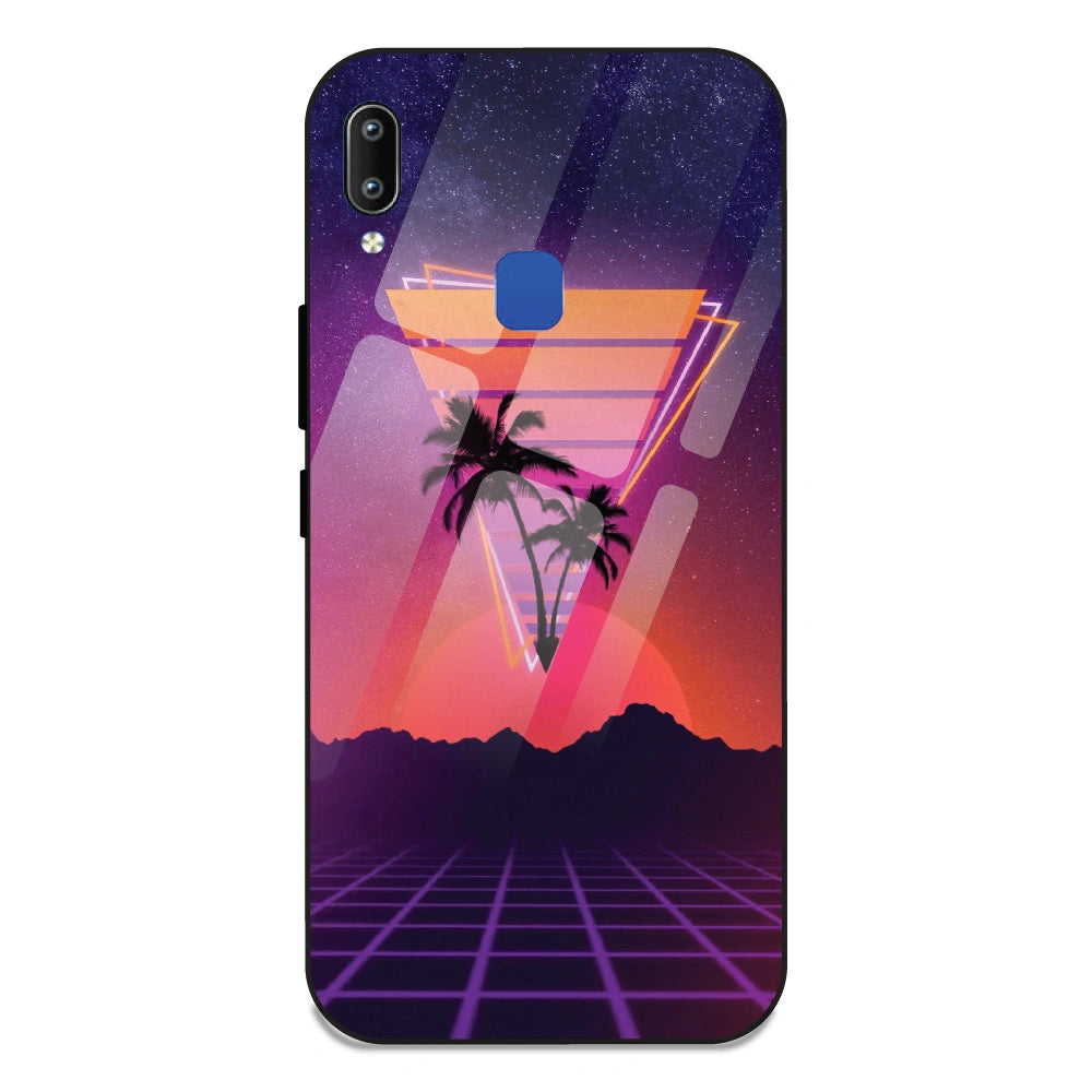 Sunset Grid Synthwave - Glass Case For Vivo Y95