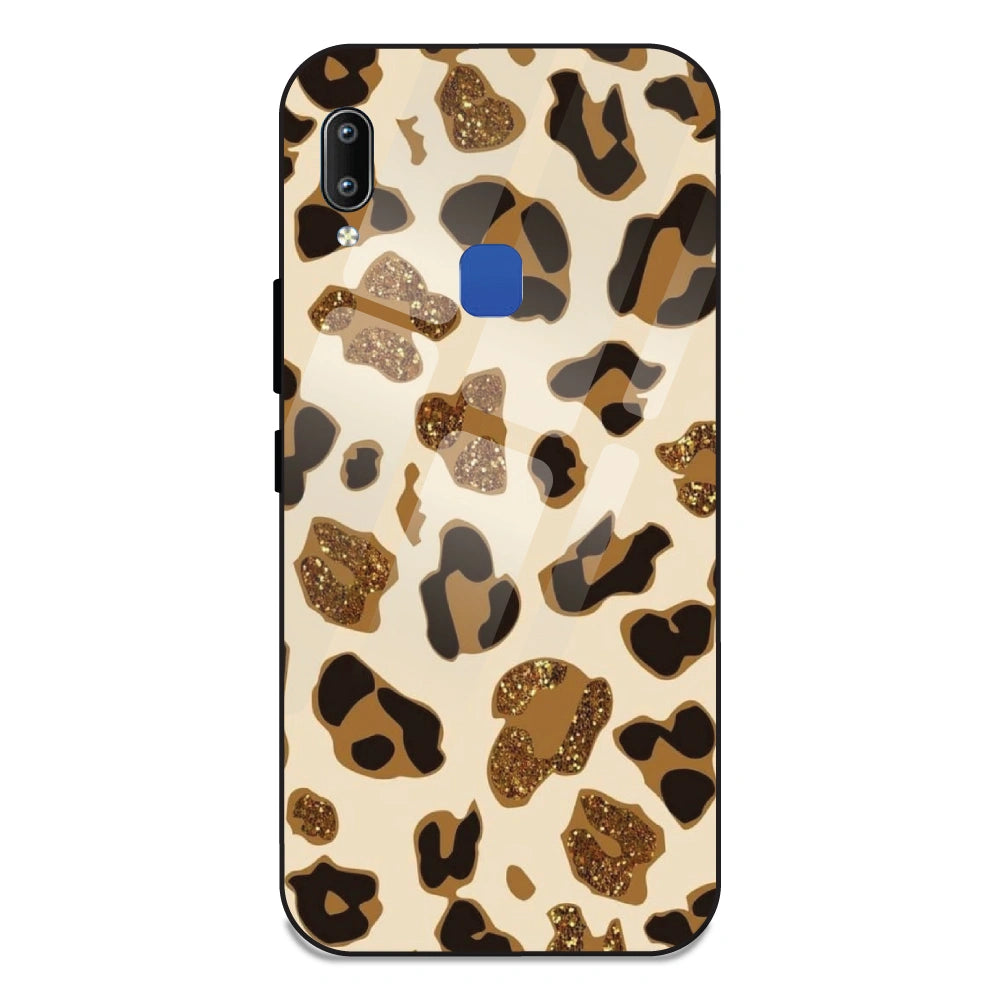 Leopard Glitter Print - Glass Case For Vivo Y95
