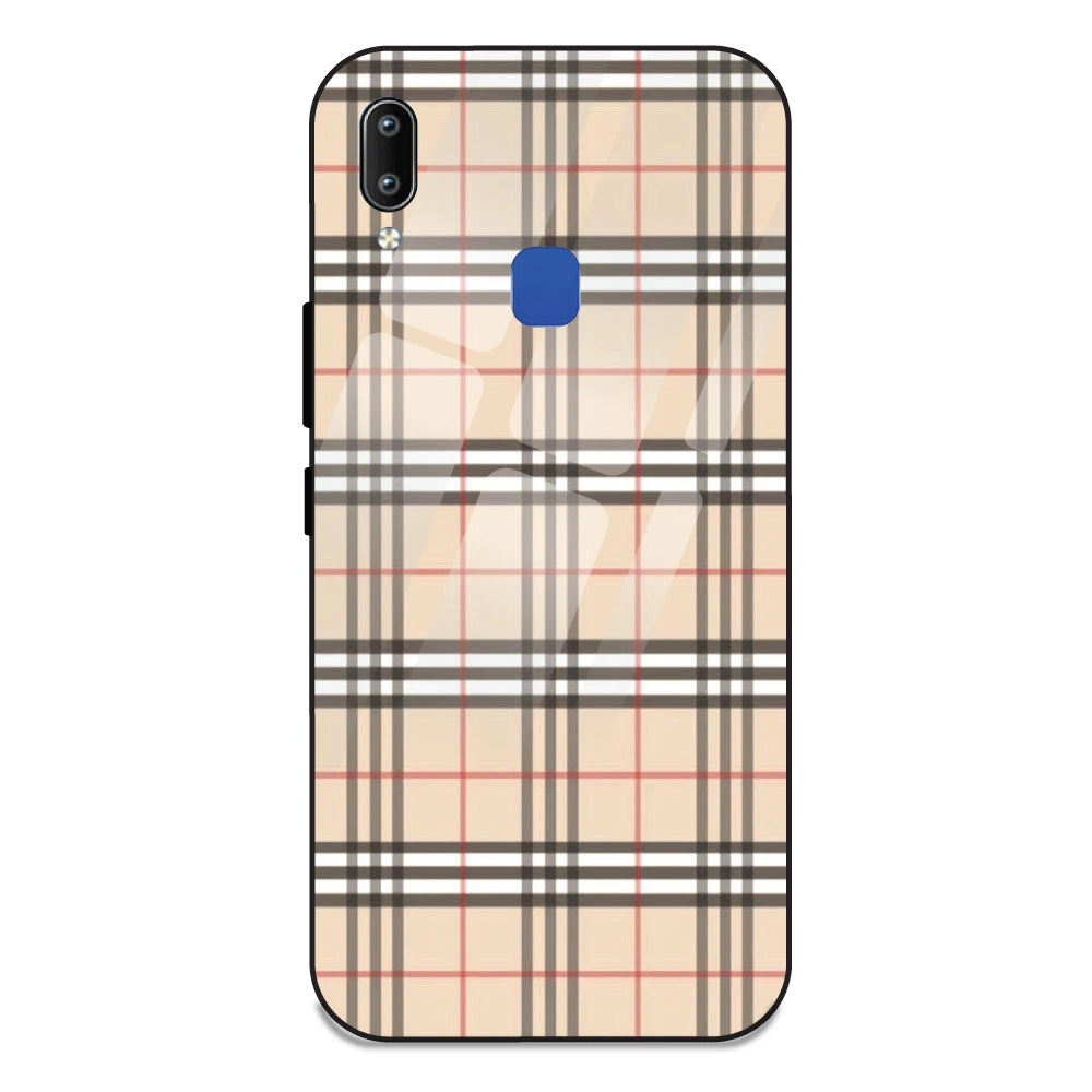 Yellow Checks - Glass Case For Vivo Y95