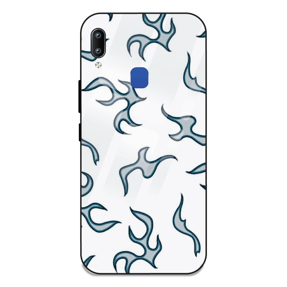White And Blue Flames - Glass Case For Vivo Y95