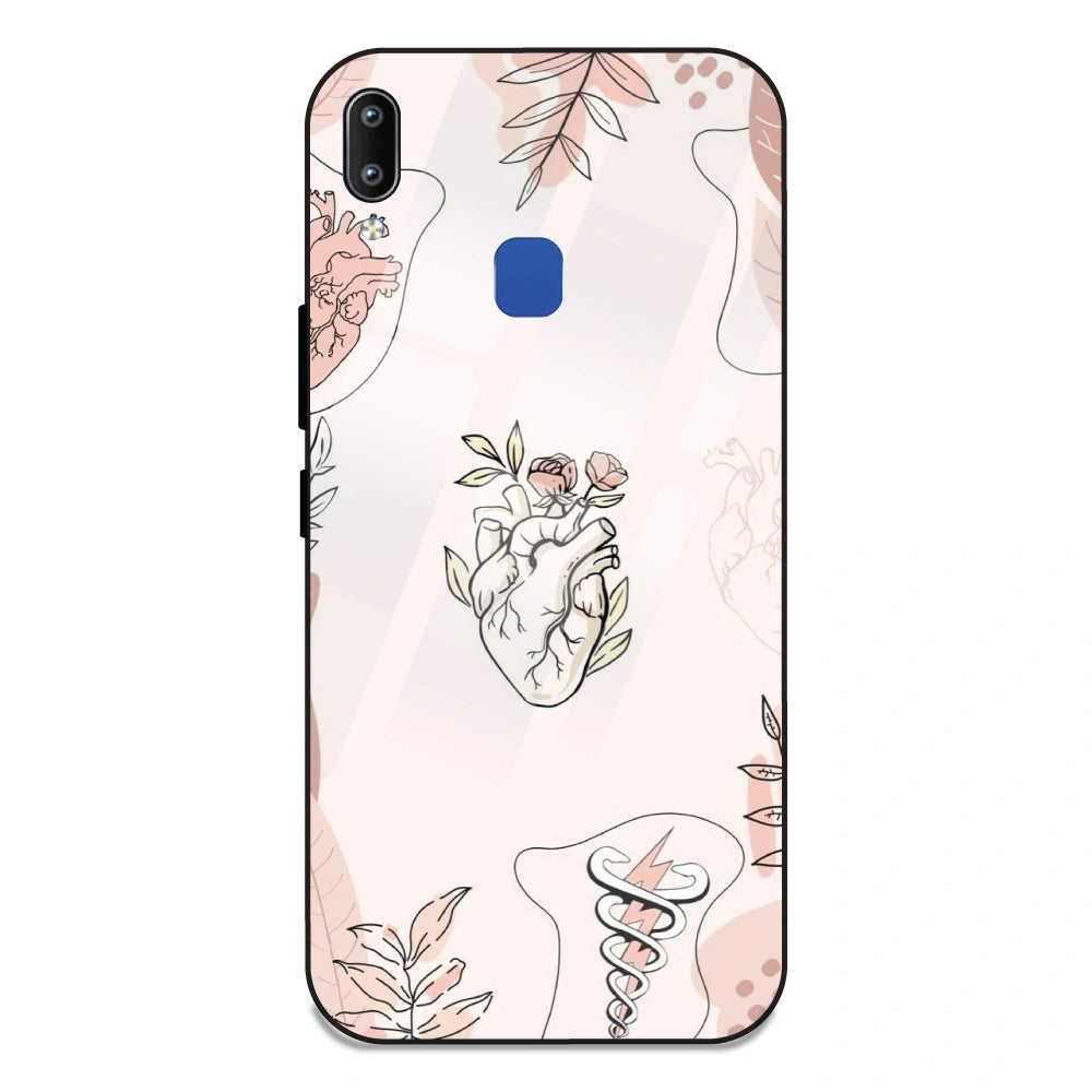 Heart And Flowers - Glass Case For Vivo Y95