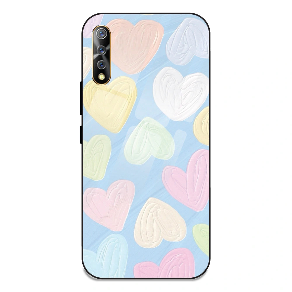 Pastel Hearts - Glass Case For Vivo Z1X