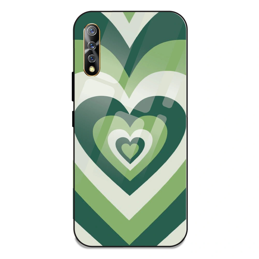 Green Hearts - Glass Case For Vivo Z1X