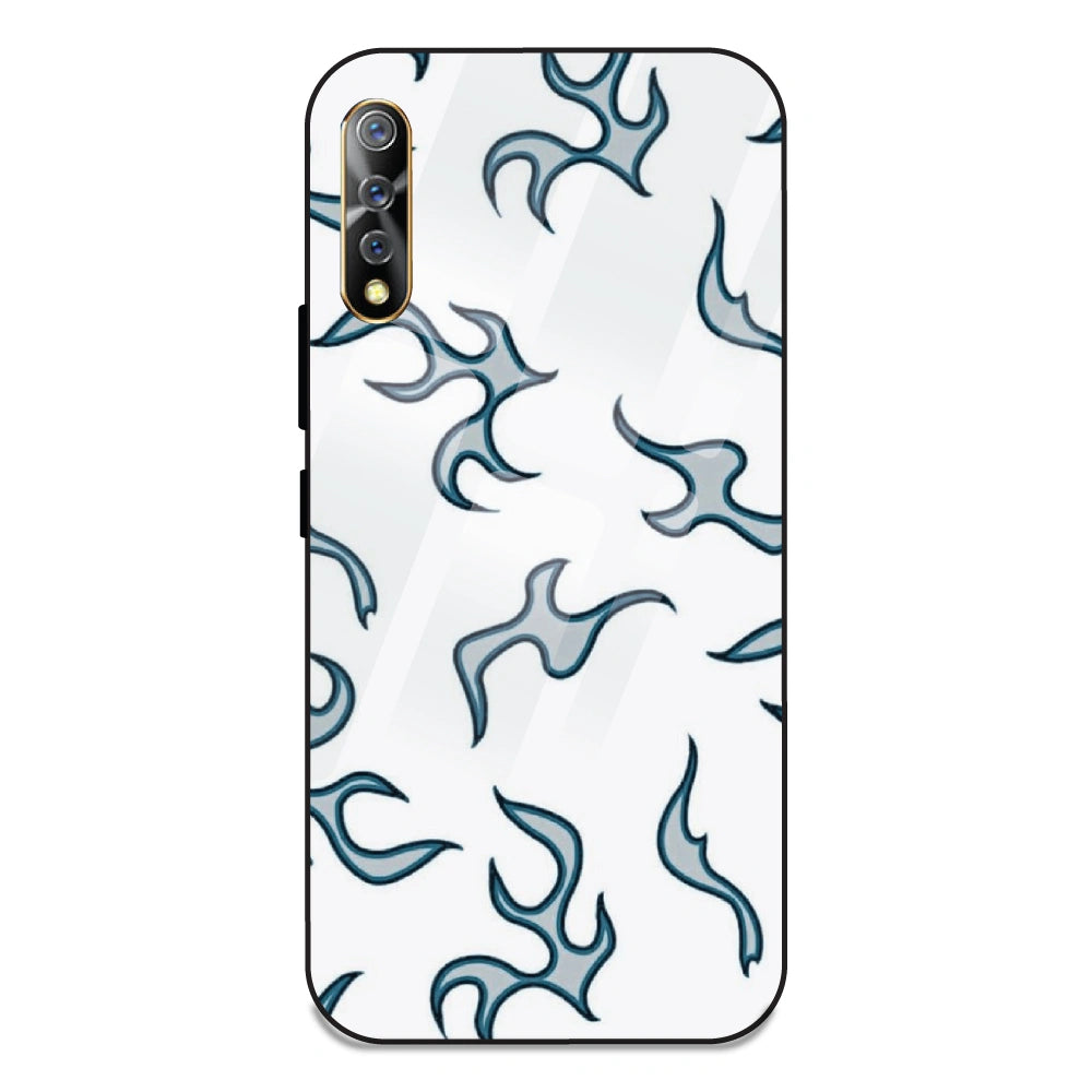 White And Blue Flames - Glass Case For Vivo Z1X