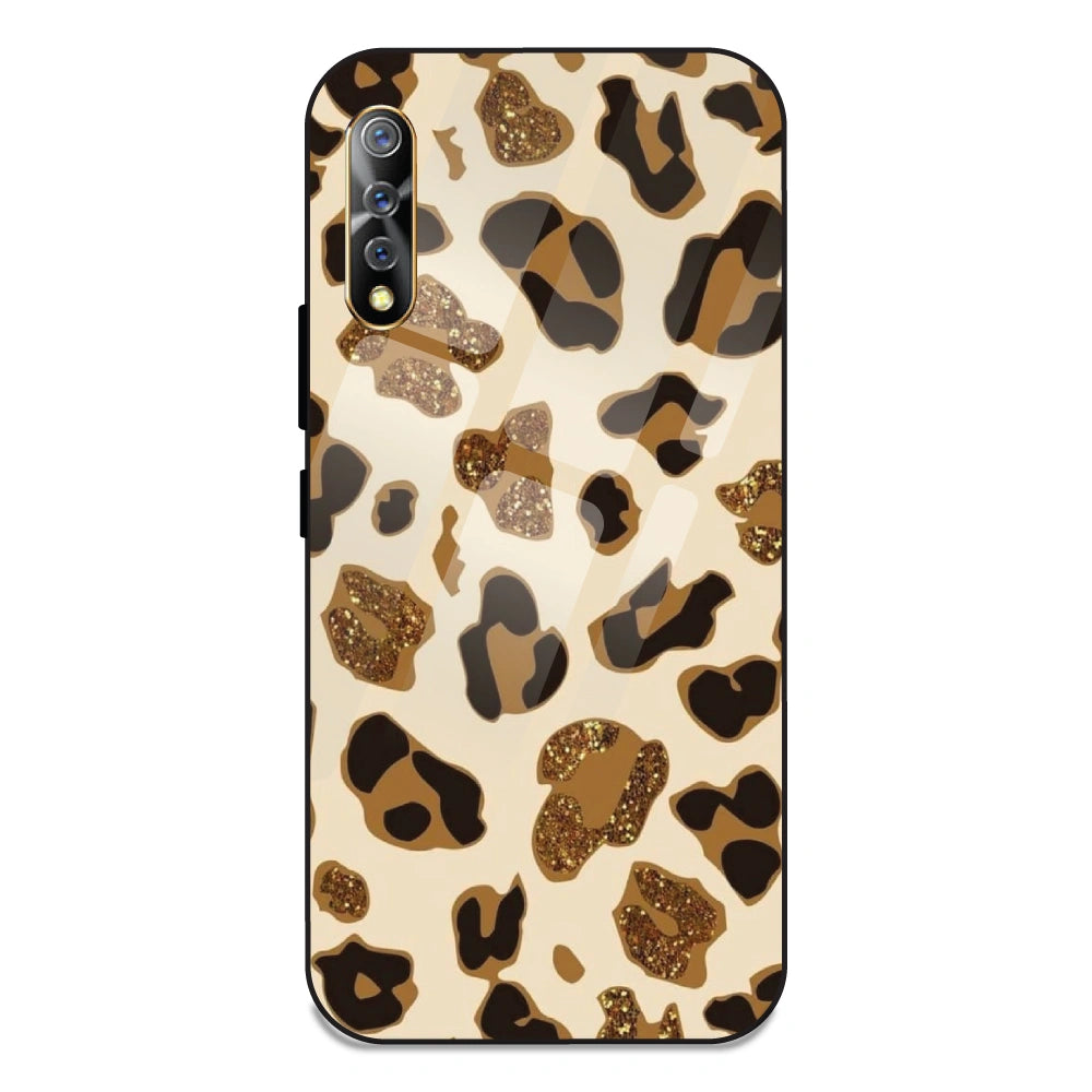 Leopard Glitter Print - Glass Case For Vivo Z1X