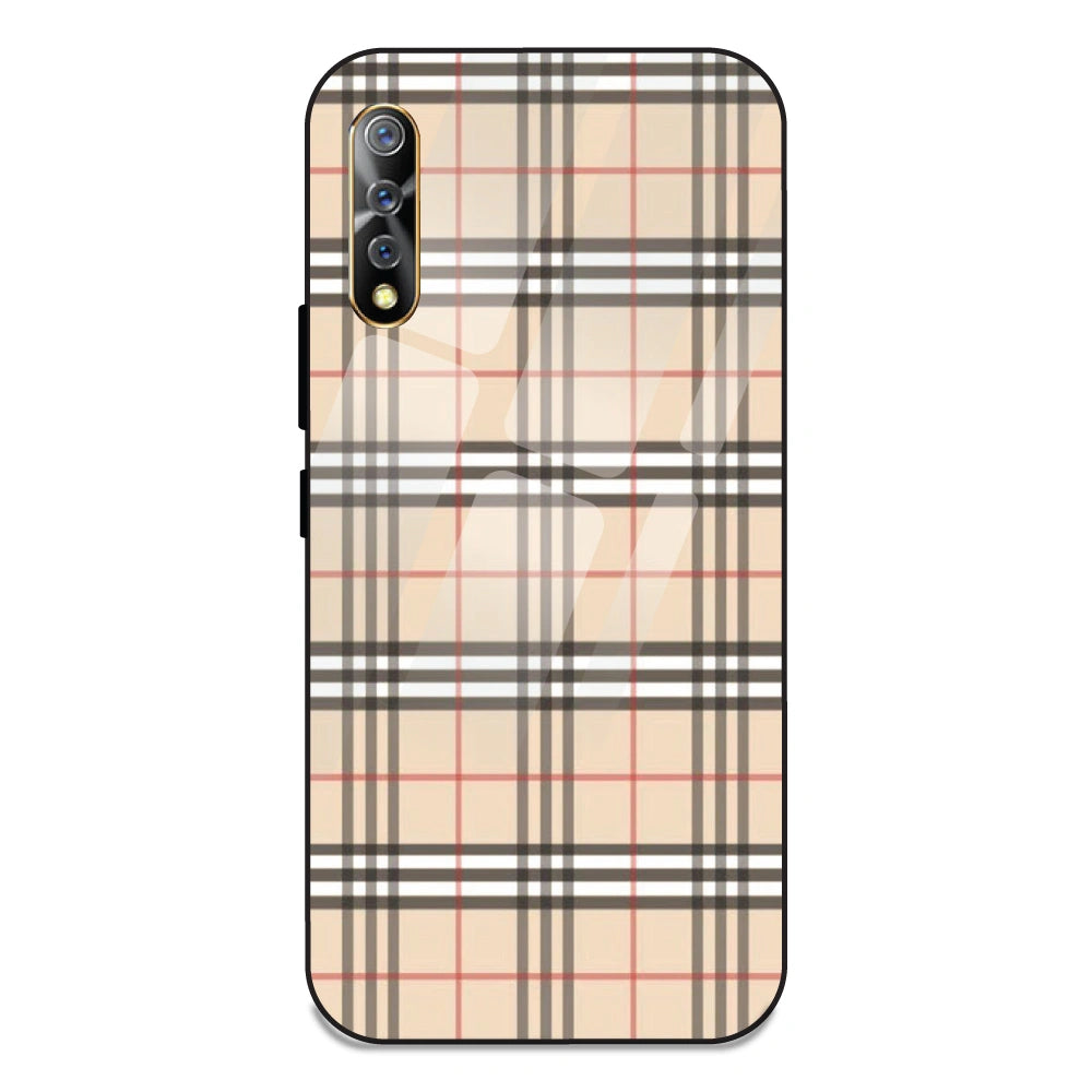 Yellow Checks - Glass Case For Vivo Z1X