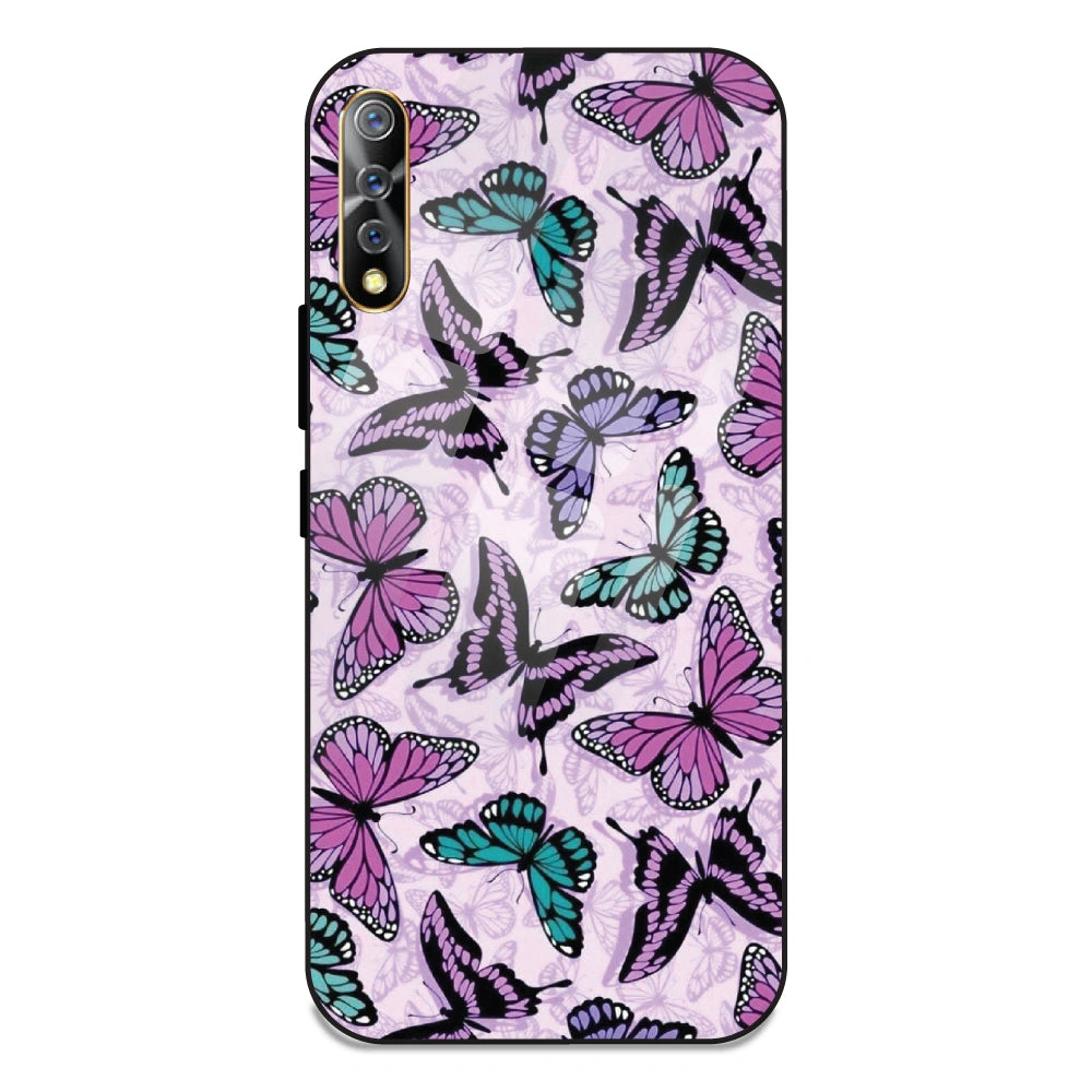 Purple Butterflies - Glass Case For Vivo Z1X