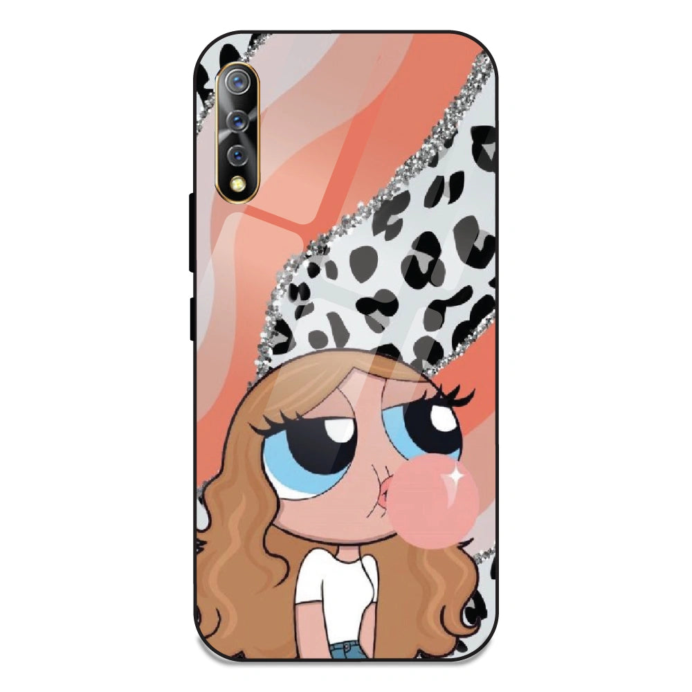 Peach Print Baddie Girl - Glass Case For Vivo Z1X