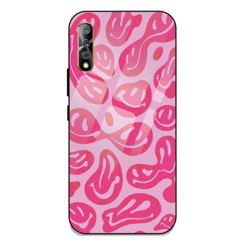Pink Smilies - Glass Case For Vivo Z1X