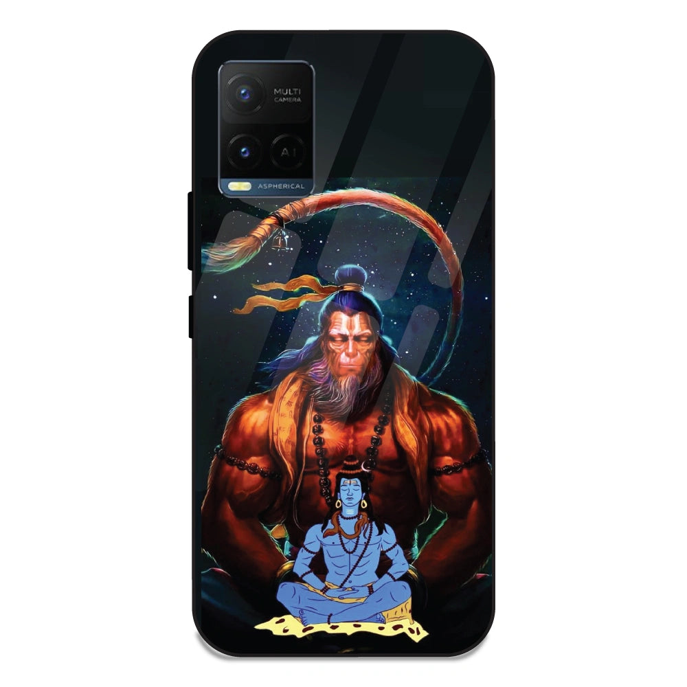 Lord Shiva & Lord Hanuman - Glass Case For Vivo Y21