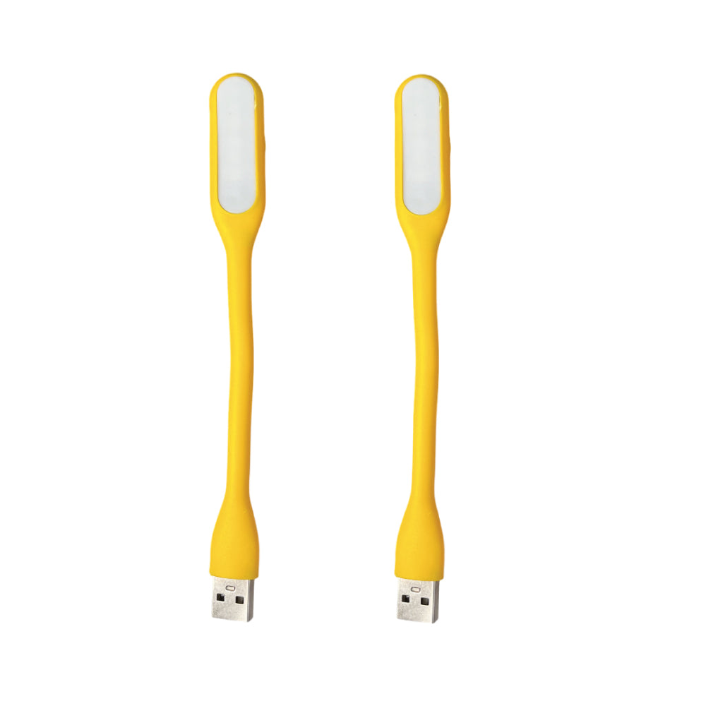 Pack of 2 USB LED Flexible Reading Lamp – Portable Plug & Play Night Light for Laptop, PC, Study, Travel Yellow