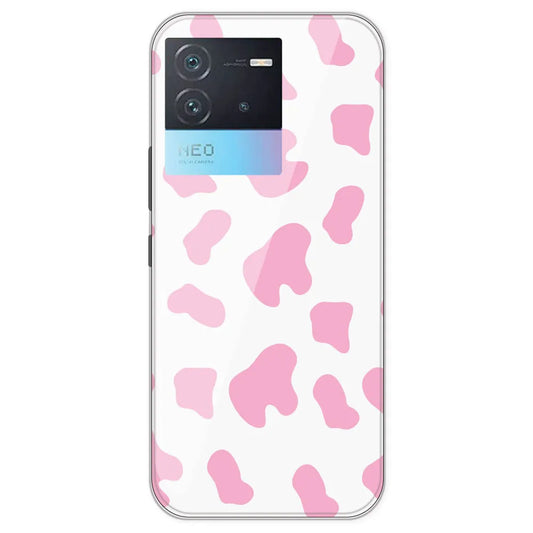 Pink Cow Print - Clear Printed Silicone Case For IQOO Neo 7 Pro