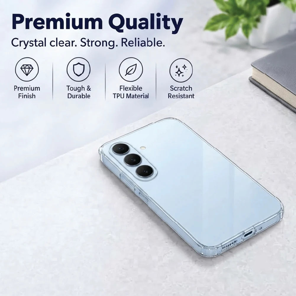Premium quality Samsung Galaxy S26 Plus clear case – flexible, tough and scratch-resistant TPU