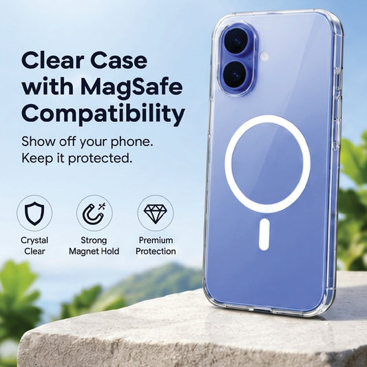 Clear case with MagSafe compatibility and strong magnet hold