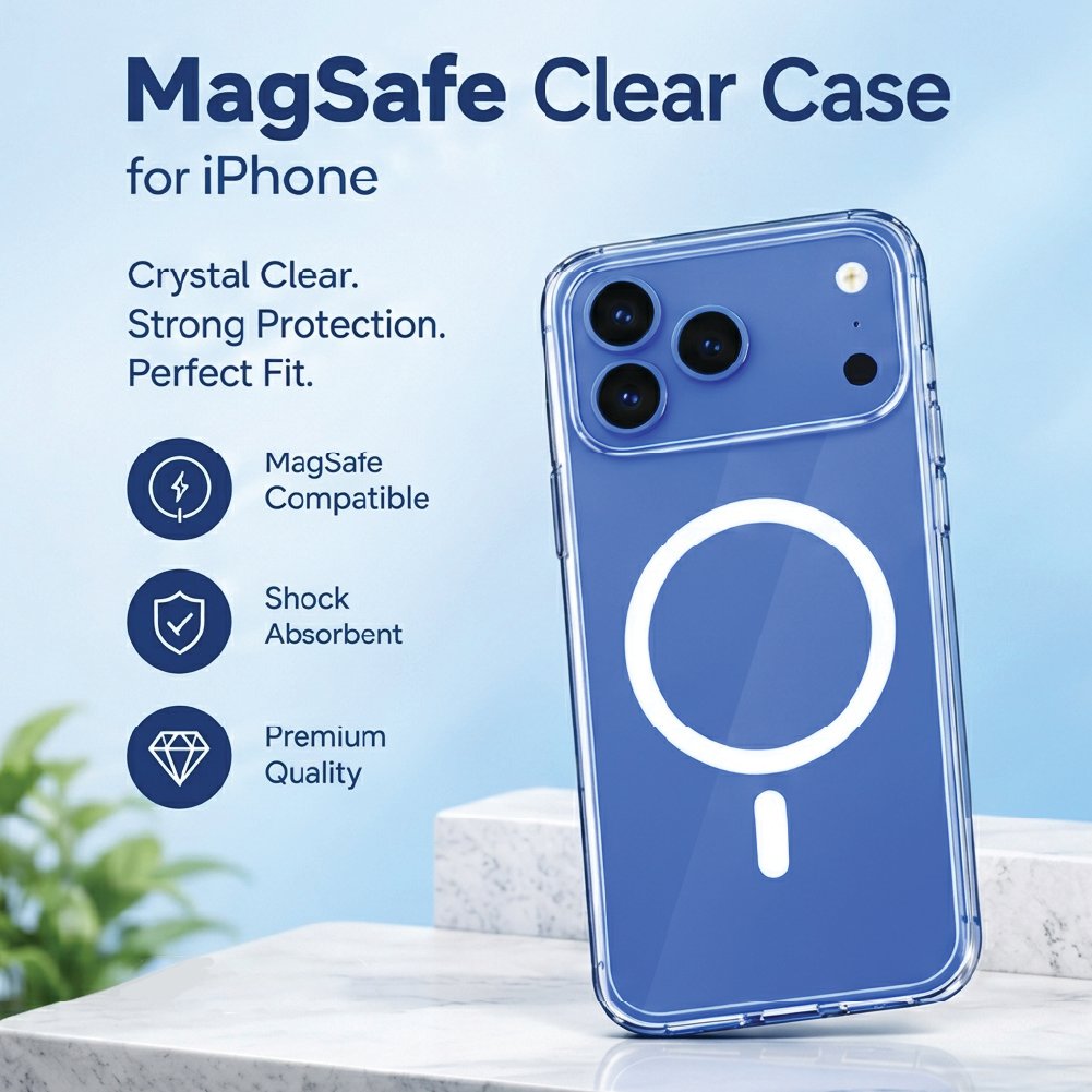 MagSafe clear case: crystal clear, strong protection, perfect fit - iPhone 18 Pro Max