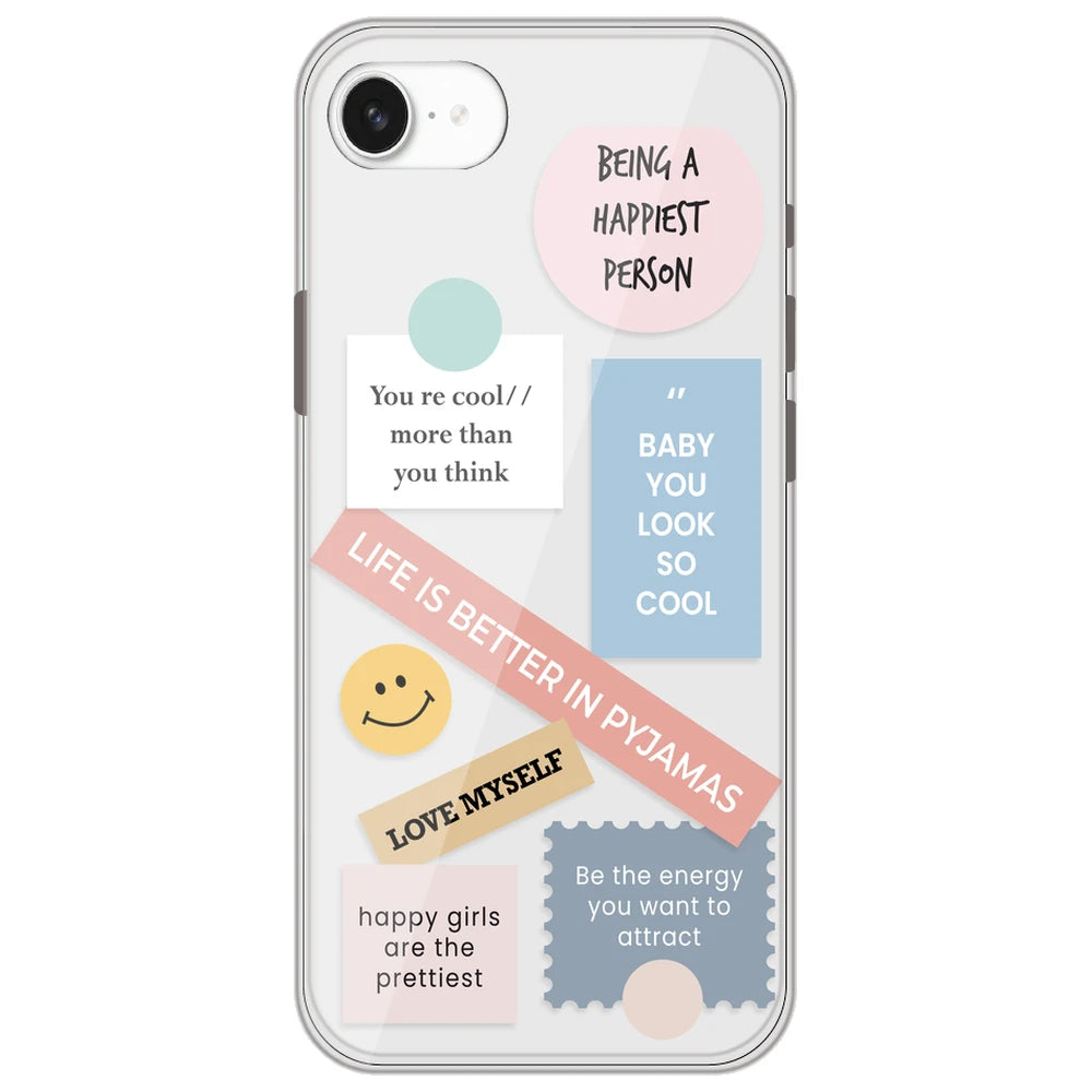 Be Happy - Clear Printed Silicone Case for Apple iPhone 16e