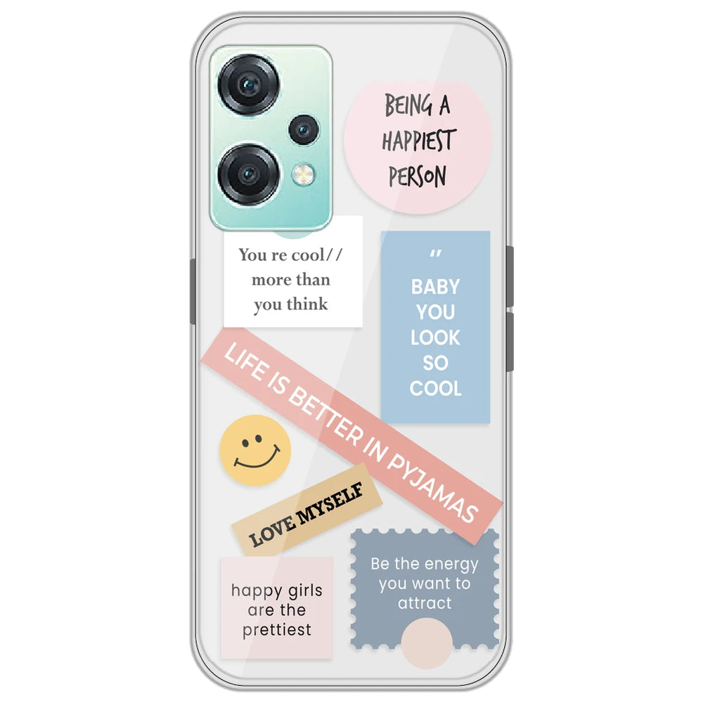 Be Happy - Clear Printed Silicone Case for OnePlus Nord CE 2 Lite