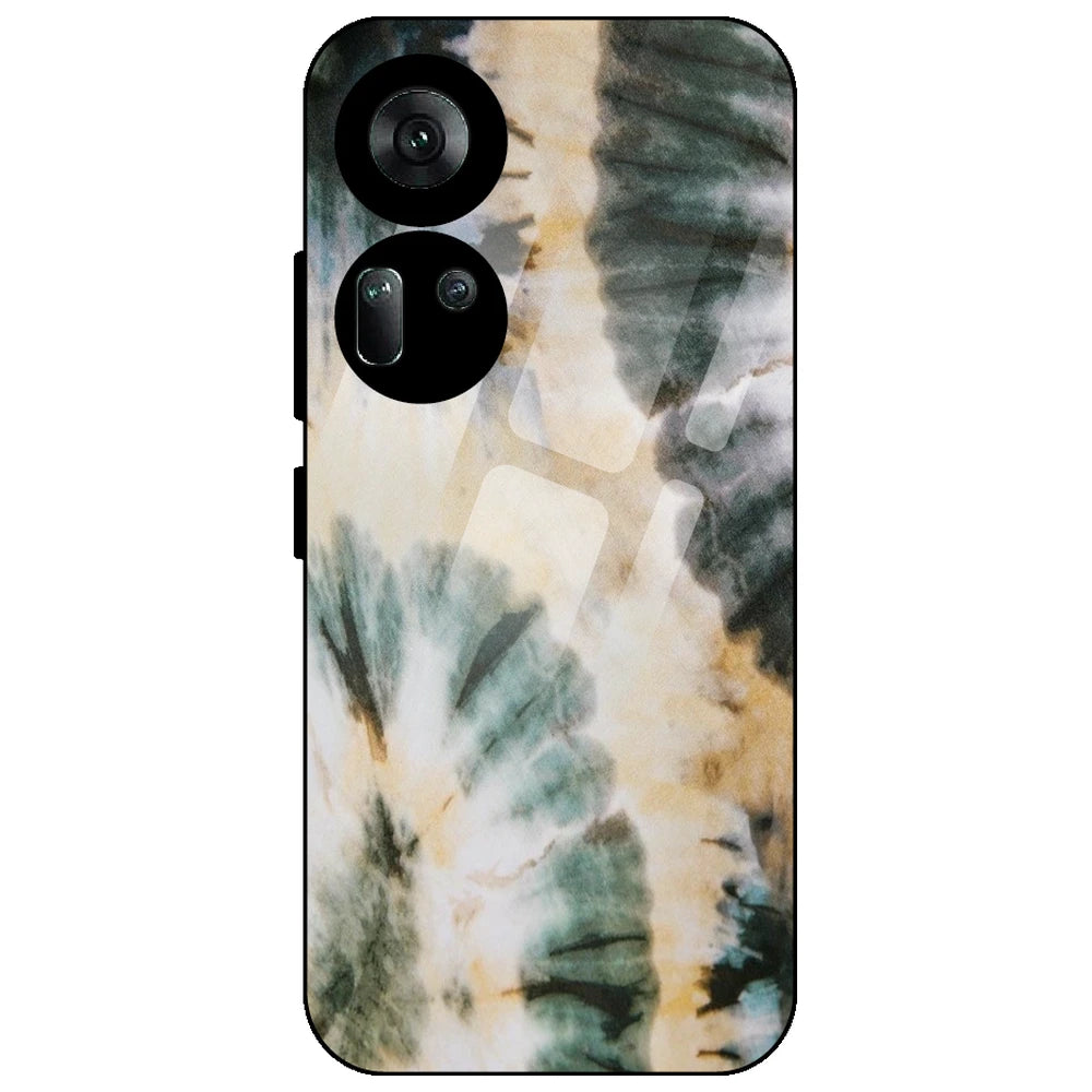 Black And Gold Tie Dye - Glass Case for Oppo Reno 11