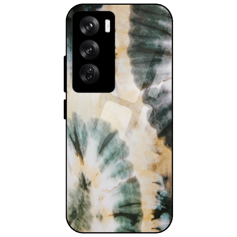 Black And Gold Tie Dye - Glass Case for Oppo Reno 12