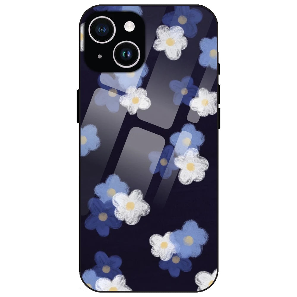 Blue & White Floral - Glass Case for Apple iPhone 15 Plus