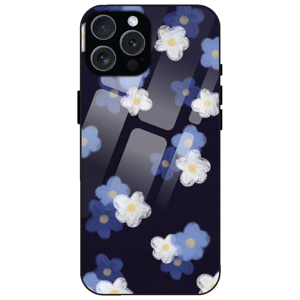 Blue & White Floral - Glass Case for Apple iPhone 15 Pro Max