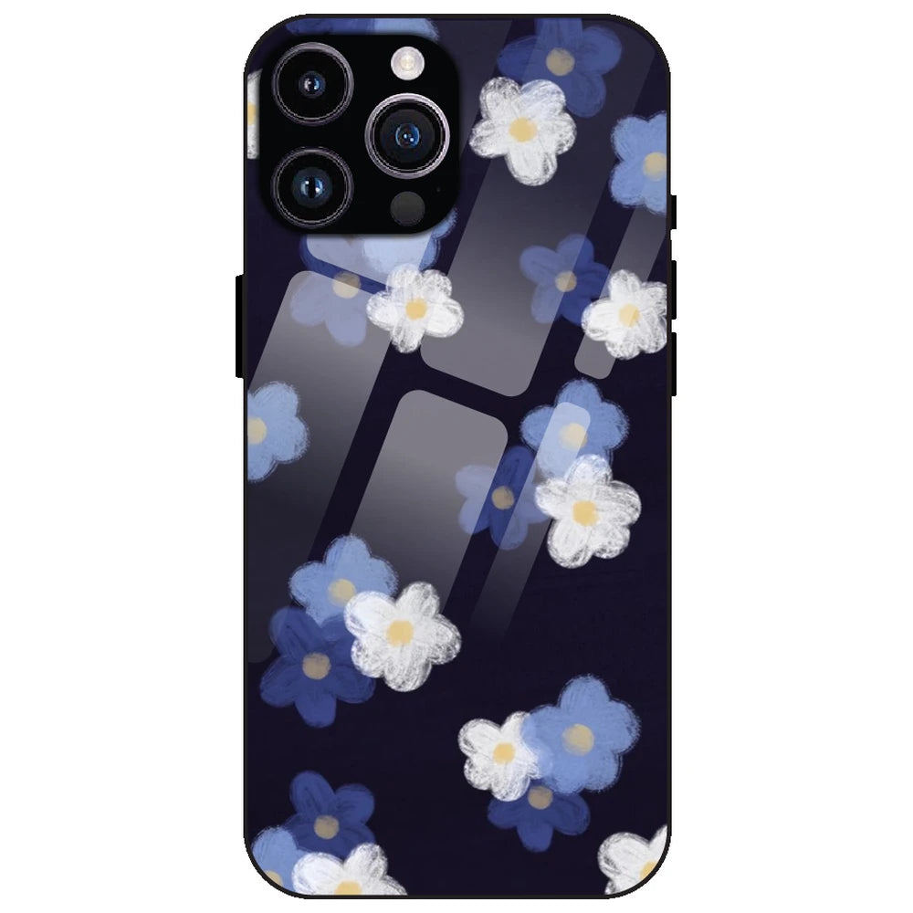 Blue & White Floral - Glass Case for Apple iPhone 16 Pro