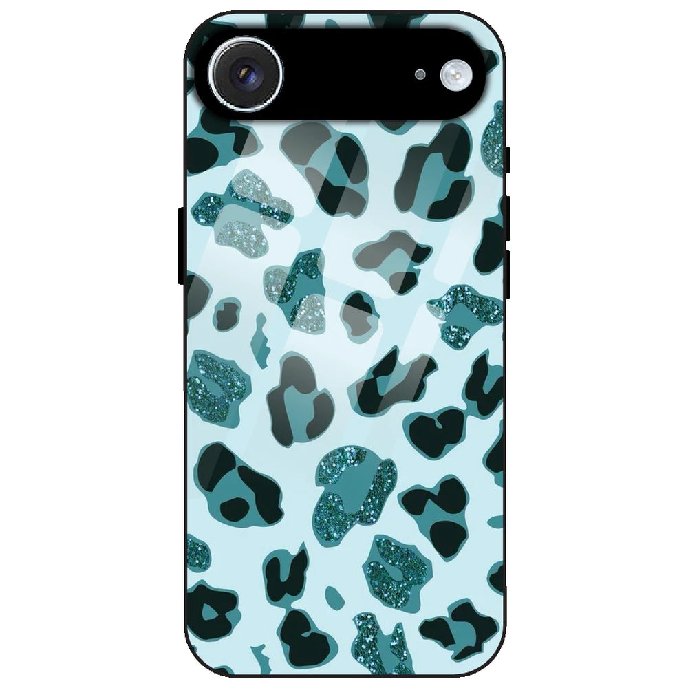 Blue Leopard Glitter Print - Glass Case for Apple iPhone Air