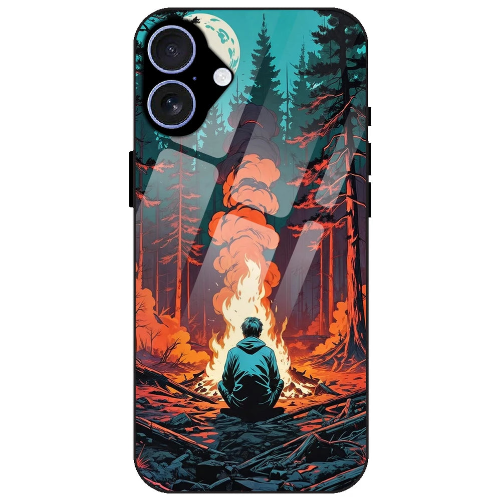 Boy With Camp Fire - Glass Case for Apple iPhone 17