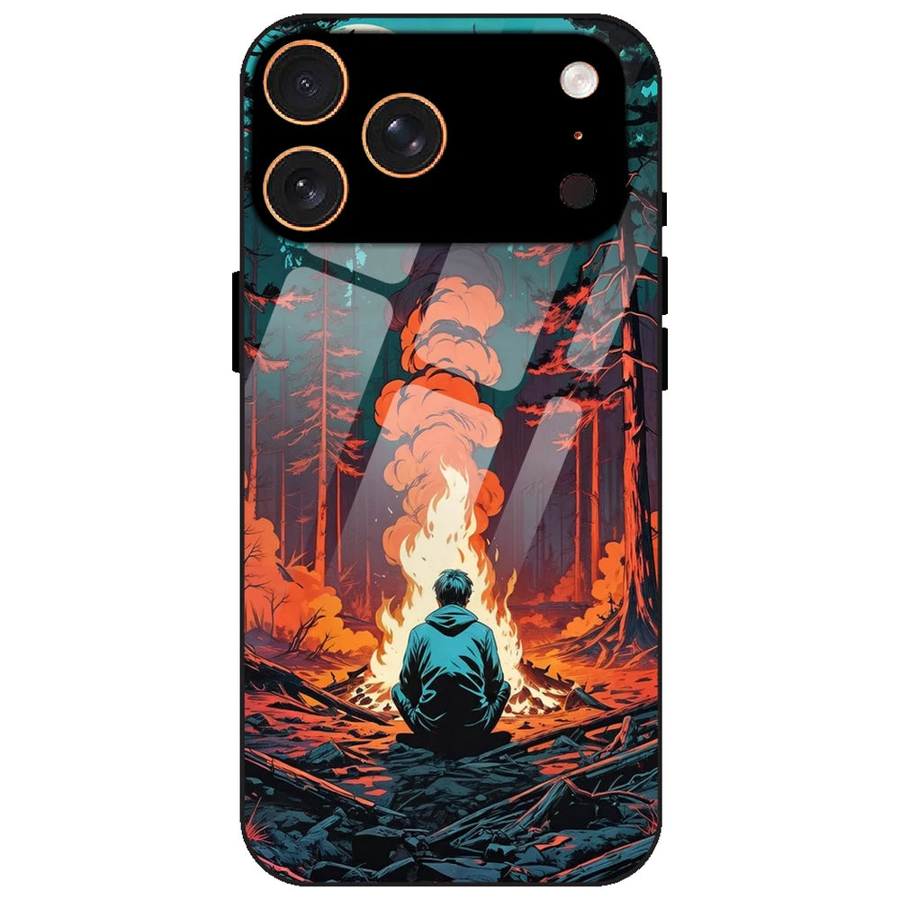 Boy With Camp Fire - Glass Case for Apple iPhone 17 Pro